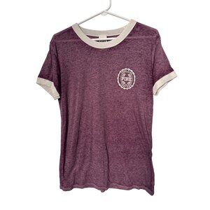 PINK Victorias Secret Crewneck Short Sleeve Ringer T Shirt Womens M Burnout Tee